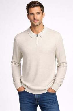 NWT The Commons Men's Sz L Purple Blue Polo Sweater Cotton Cashmere Preppy